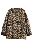 Casual Street Leopard Pocket Patchwork Fluffy O Neck Outerwear