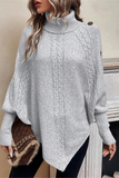 Casual Buttons Weave Turtleneck Sweaters(3 Colors)