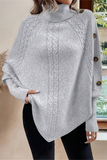 Casual Buttons Weave Turtleneck Sweaters(3 Colors)