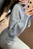 Elegant Weave Potholes Turtleneck Long Sleeve Two Pieces(6 Colors)