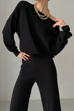 Casual Irregular Oblique Collar Long Sleeve Two Pieces(3 Colors)