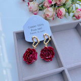 Elegant Real flowers Patchwork Metal Accessories Trim Earrings(Each one is unique)(17 Colors)