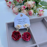 Elegant Real flowers Patchwork Metal Accessories Trim Earrings(Each one is unique)(17 Colors)