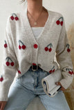 Casual fruit Buttons Patchwork Contrast V Neck Outerwear