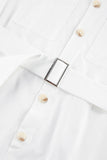 Casual Daily Pocket Buttons With Belt Turndown Collar Loose Rompers