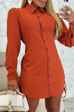 Casual Lace Up Buttons Turndown Collar Shirt Dresses(7 Colors)