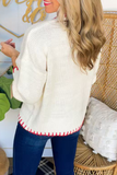 Casual Bow Weave Contrast O Neck Sweaters