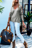 Casual Street Stripe Patchwork Contrast V Neck Sweaters(3 Colors)