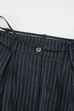 Casual Street Stripe Pocket Patchwork Strap Design Loose High Waist Wide Leg Full Print Bottoms