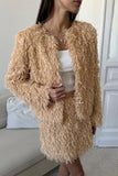 Celebrities Elegant Fringed Trim O Neck Long Sleeve Two Pieces(3 Colors)