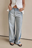 Casual Distressed Contrast High Waist Loose Denim Jeans