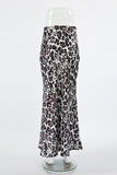 Elegant Leopard Zipper Contrast High Waist Type A Full Print Bottoms