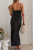 Sexy Polka Dot Patchwork Contrast V Neck Long Dresses