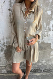 Casual Buttons Turndown Collar Long Sleeve Two Pieces(4 Colors)