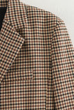 Casual Plaid Buttons Patchwork Contrast Turn-back Collar Outerwear