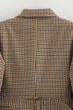 Casual Plaid Buttons Patchwork Contrast Turn-back Collar Outerwear