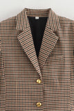 Casual Plaid Buttons Patchwork Contrast Turn-back Collar Outerwear