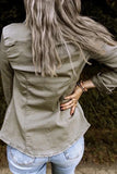 Fashion Sexy Adult Solid Cardigan Turndown Collar Long Sleeve Regular Denim