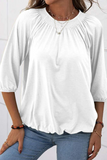 Casual Solid Fold O Neck T-Shirts(4 Colors)