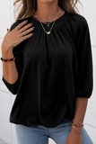 Casual Solid Fold O Neck T-Shirts(4 Colors)