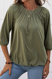 Casual Solid Fold O Neck T-Shirts(4 Colors)