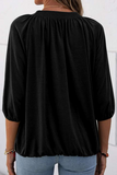 Casual Solid Fold O Neck T-Shirts(4 Colors)