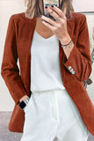 Casual Work Solid Buttons Turn-back Collar Outerwear