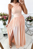 Sweet Elegant Solid Backless Slit Scarf Collar Vestidos Linear