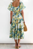 Sweet Elegant Print Asymmetrical Off the Shoulder Printed Dress Dresses