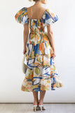 Sweet Elegant Print Asymmetrical Off the Shoulder Printed Dress Dresses