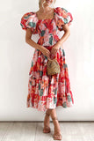 Sweet Elegant Print Asymmetrical Off the Shoulder Printed Dress Dresses