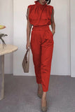 Street Elegant Solid Patchwork Turtleneck Regular Jumpsuits